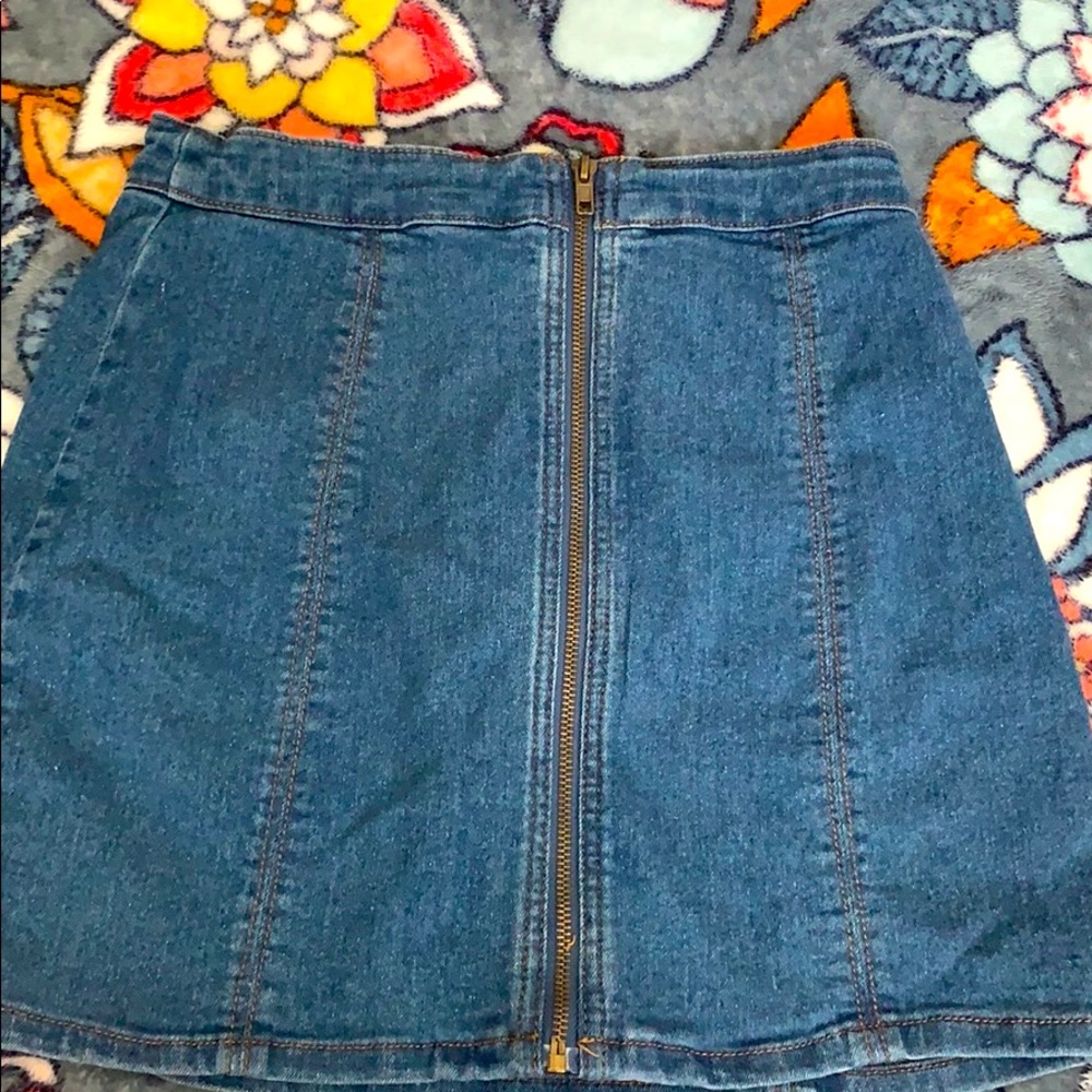 Denim zip up skirt